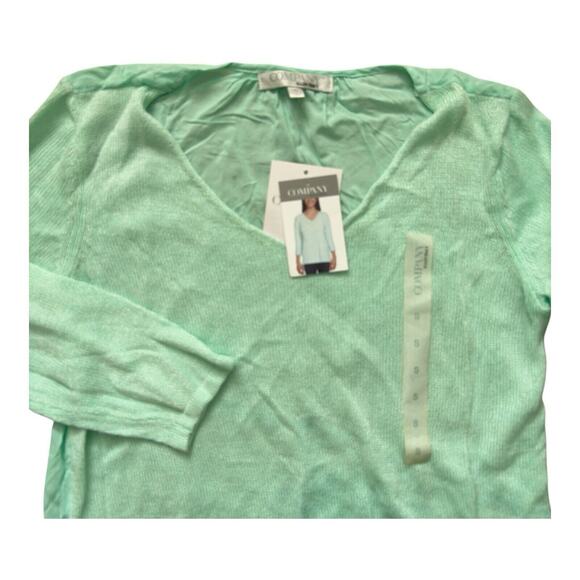 NEW Ellen Tracey Sweater Women's Size Small Mint Green Lightweight Layered VNeck - Picture 1 of 8